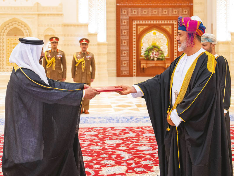 H M Sultan Haitham receives credentials of three ambassadors