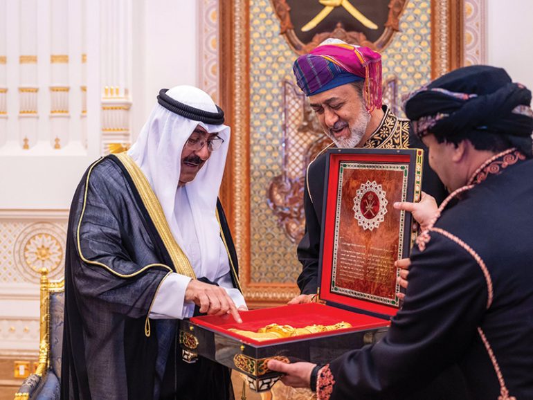 His Majesty, Sheikh Mishal exchange orders