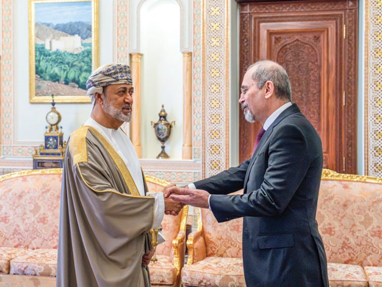 His Majesty Sultan Haitham bin Tarik meets Ayman Safadi, Jordanian Deputy Prime Minister H M receives message from King Abdullah of Jordan
