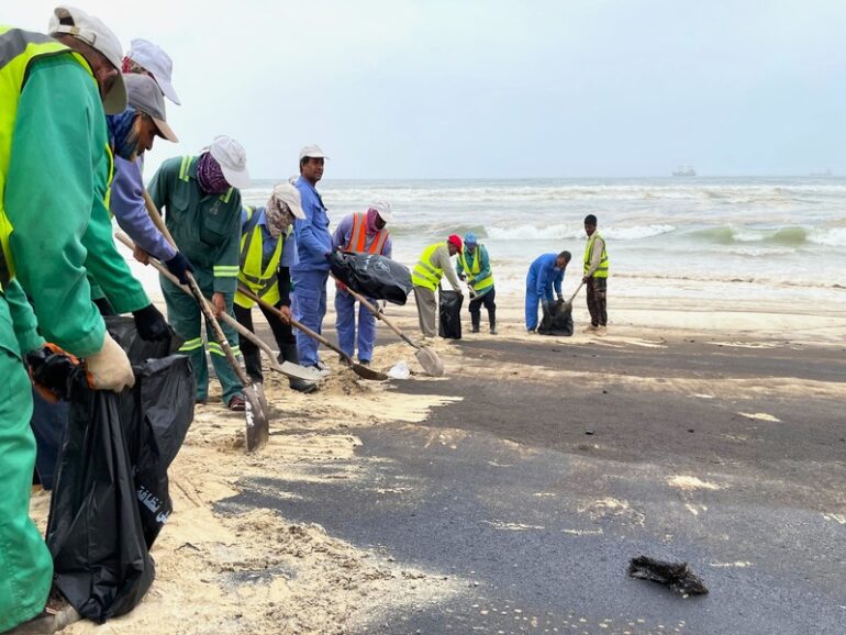 Oil spilling in Salalah