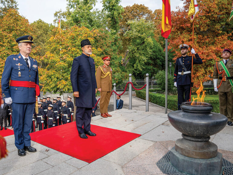 H M Sultan Haitham visits Monument to the Fallen in Madrid