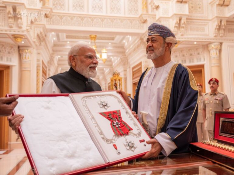 H M conferred Indian PM with highest Omani Civilian Honour