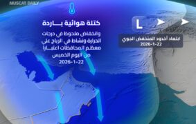Cold air mass to trigger temperature drop and dust storms across Oman