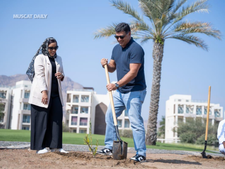 Muriya planting Olive Trees at Jebel Sifah