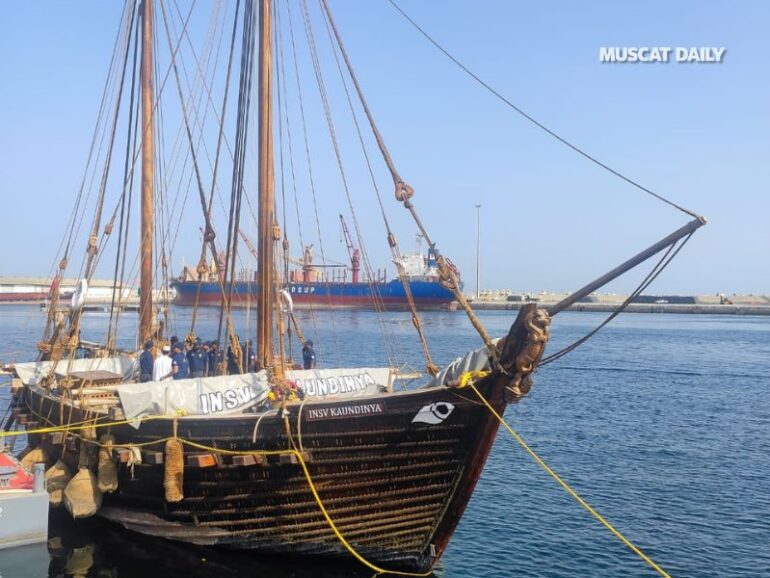 INSV Kaundinya sets sail for India