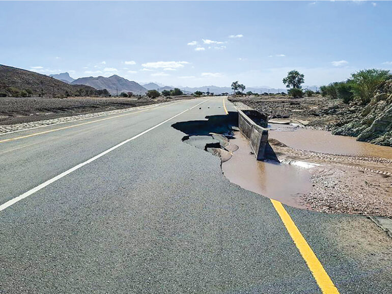 Overflowing wadis, flash floods lead to road closures