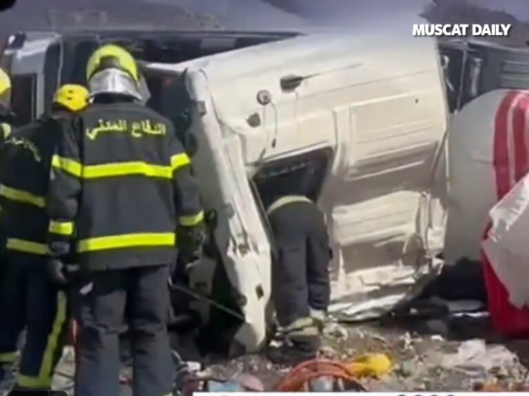 Driver killed after truck overturn involving hazardous materials in Buraimi