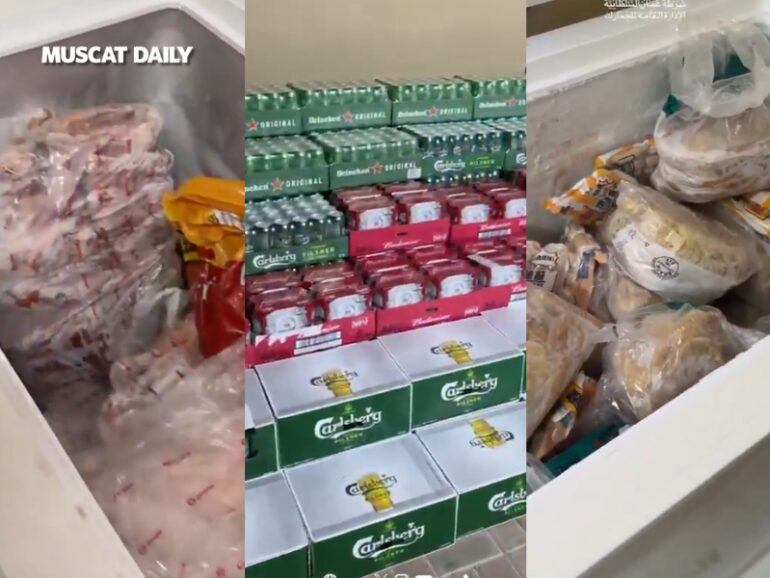 Illegal alcohol, prohibited meat products confiscated in Suhar raid