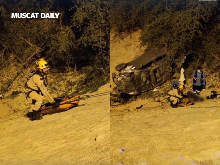 Vehicle plunged from Amerat bridge, driver injured