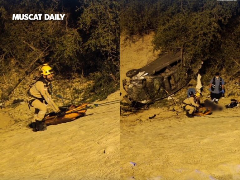 Vehicle plunged from Amerat bridge, driver injured
