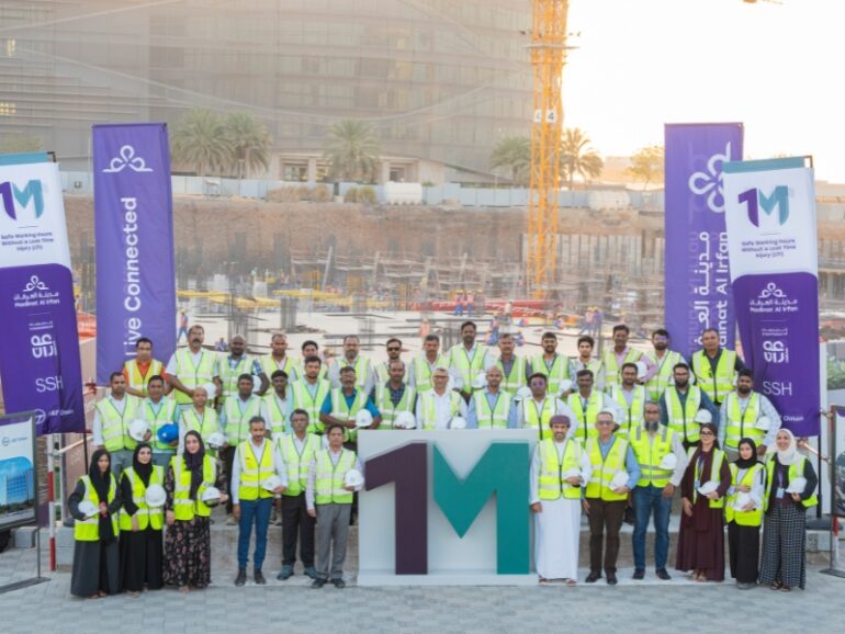 Madinat Al Irfan has achieved 1 million safe working hours without lost time injury at Business Park Phase 3, marking a major health, safety, and operational milestone within one of Muscat’s largest urban developments. The milestone was achieved during a major phase of ongoing construction works across Business Park Phase 3, including excavation, shoring piling, concrete works, and extensive heavy equipment operations carried out across multiple work fronts. At peak times, more than 860 personnel operated across the site as part of a delivery programme supported by a rigorous HSE approach that extended beyond site compliance to continuous workforce engagement and operational preparedness. More than 1,500 induction and training sessions, over 2,200 toolbox talks, regular safety briefings, operator assessments, and emergency drills were carried out throughout the project, establishing a strong benchmark for HSE practices across large-scale urban developments. Eng. Mohammed Abdullah Al Salmi, General Manager of Madinat Al Irfan, said: 
