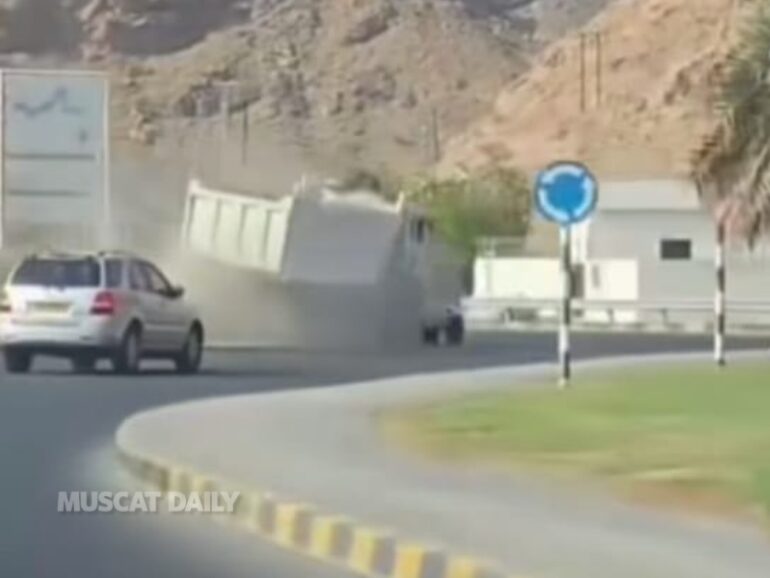 Truck driver arrested after roundabout collision in Amerat