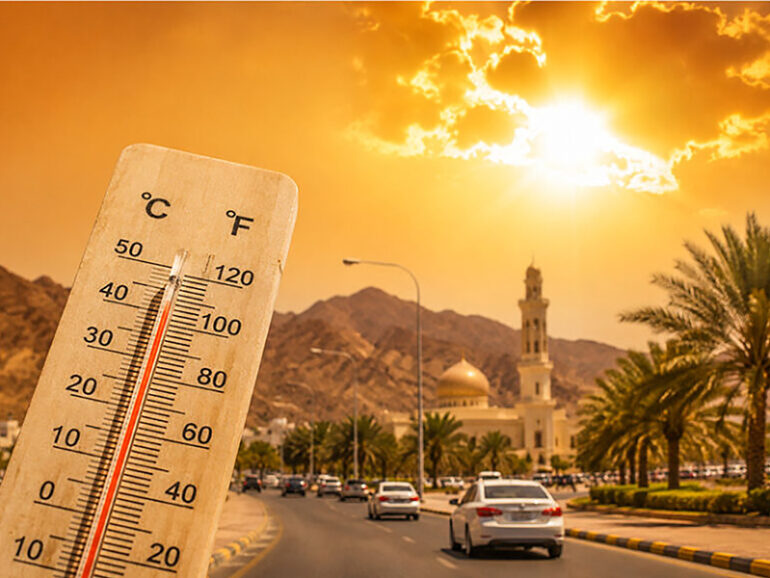 Mercury tops 48°C as Jabal Shams cools to 14.8°C