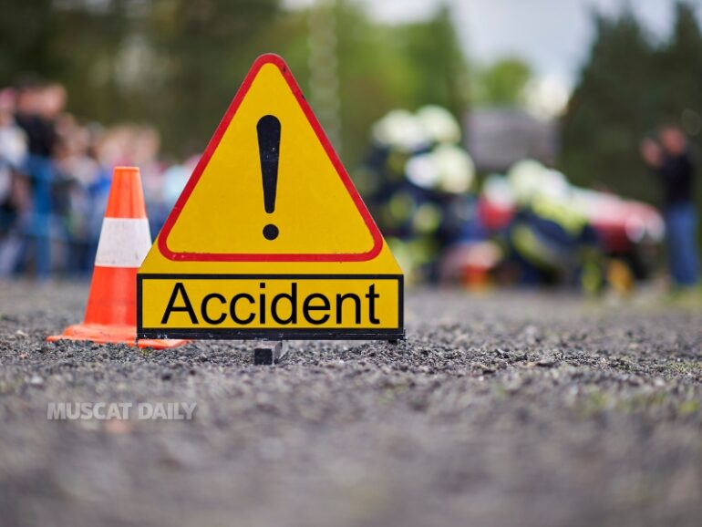 Truck and vehicle collision blocks traffic in Al Jifnain road