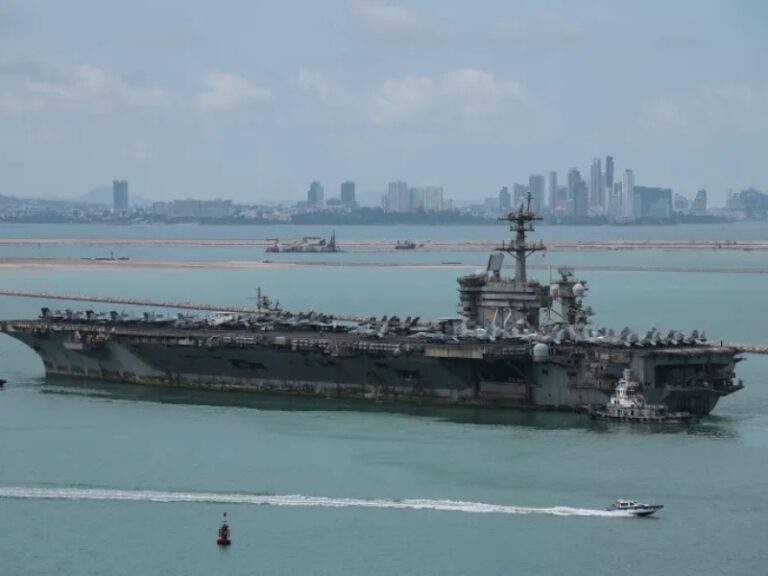 Rust covered USS Abraham Lincoln docks in Thailand